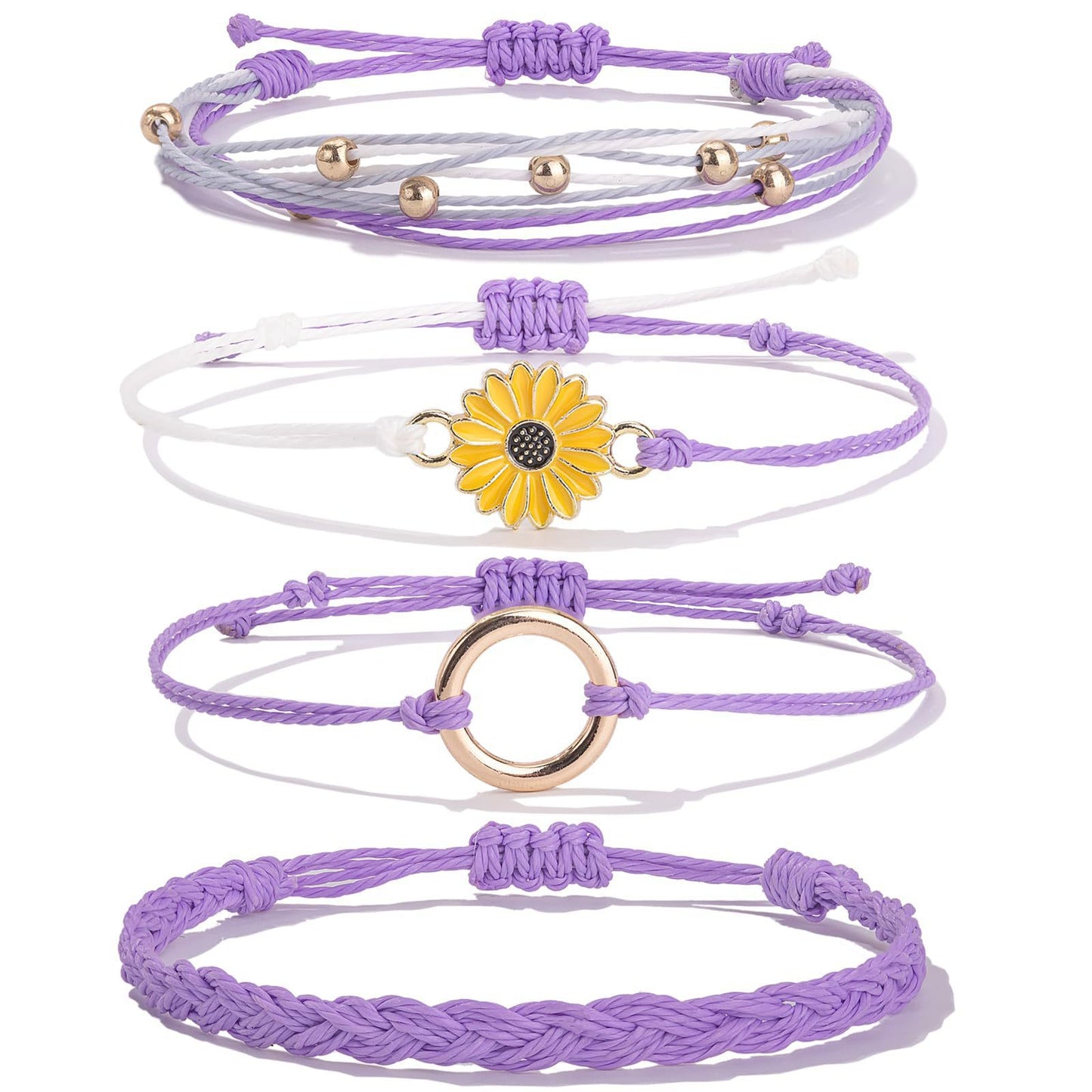 Bohemian Floral Sunflower Handmade Woven Bracelet for Women