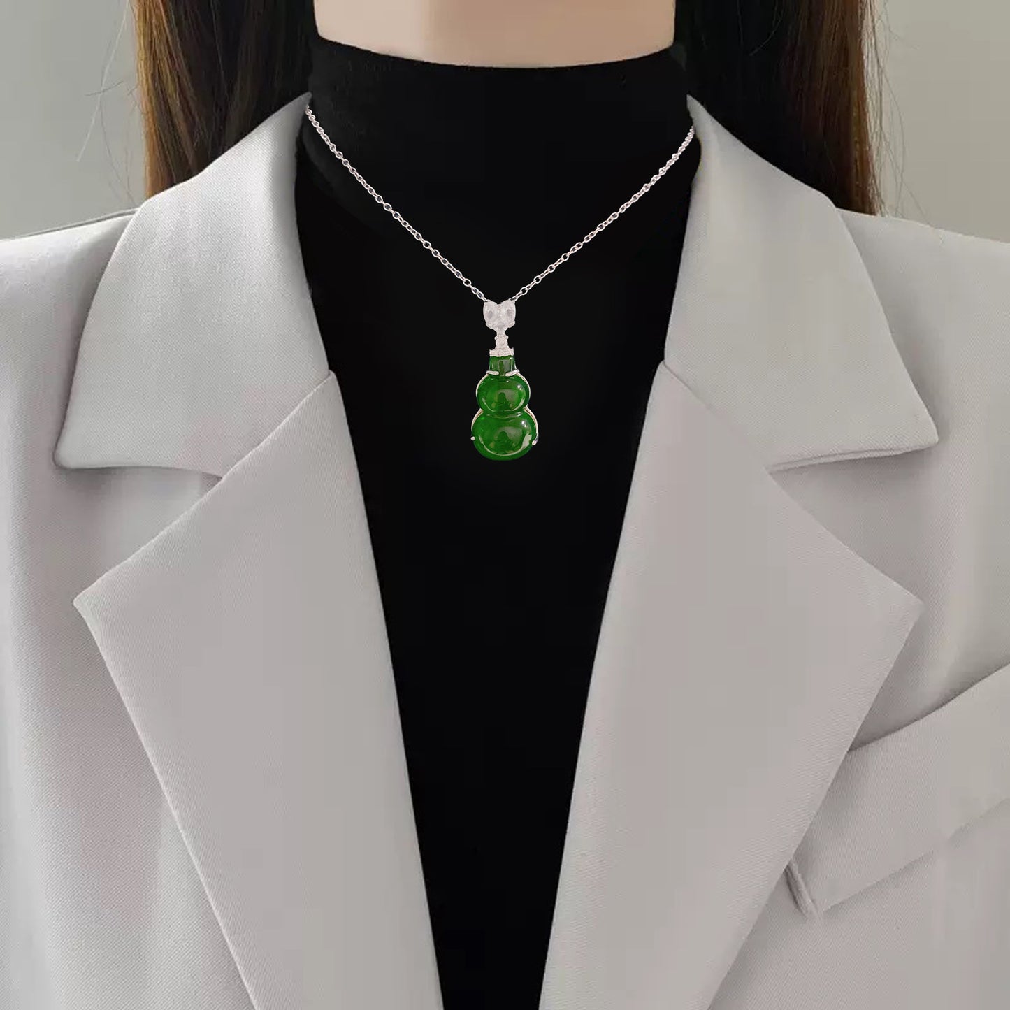 Minimalist Sweet Titanium Steel Plated Gourd Pendant Necklace with Cubic Zirconia for Women