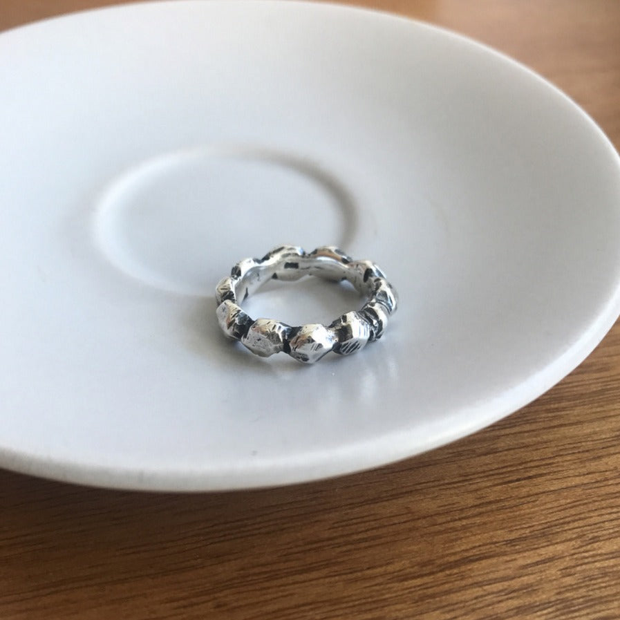 Anello Minimalista Vintage in Argento Sterling 925 Placcato Geometrico