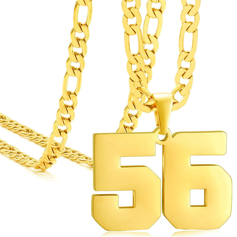 Minimalist Numeric Pendant Necklace for Men and Women Stainless Steel Chain with Polished Titanium Steel Charm