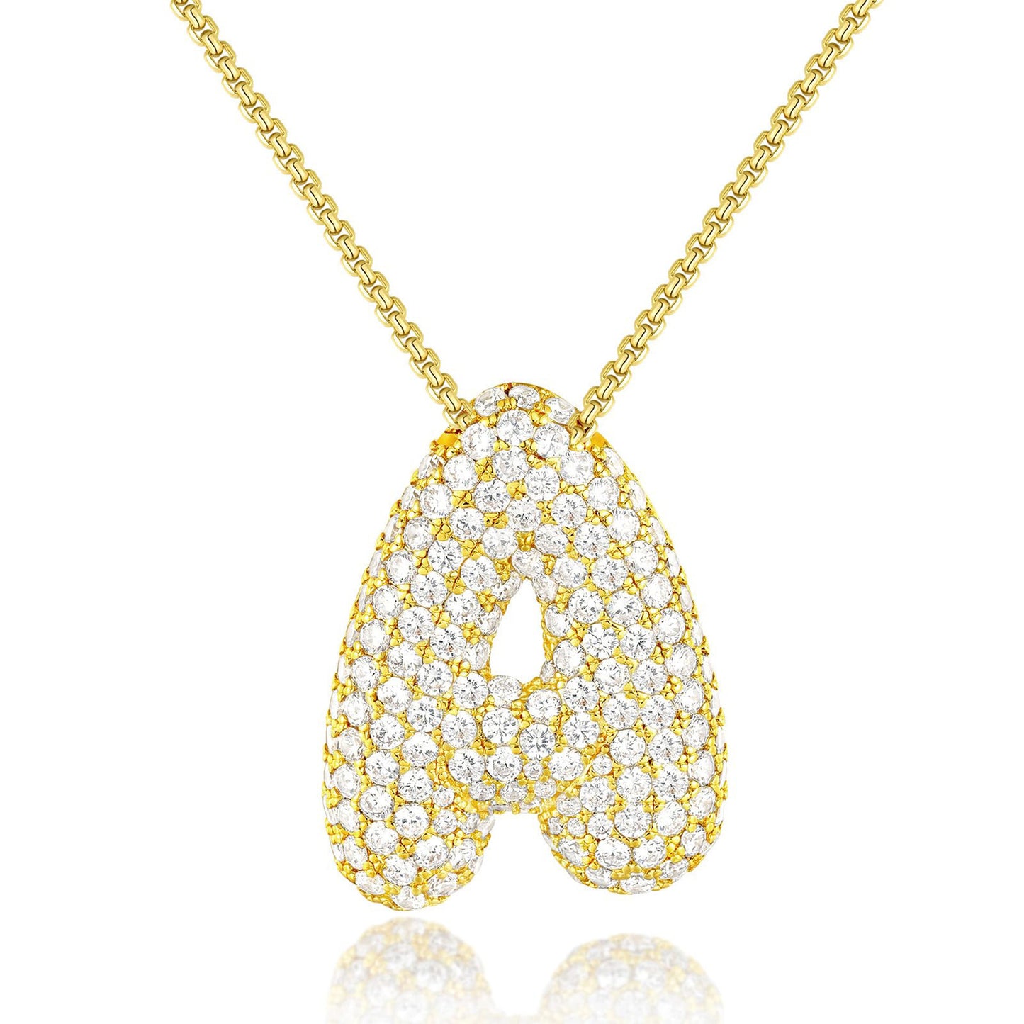 Luxury Elegant Gold Silver Plated Brass Letter Pendant Necklace with Cubic Zirconia for Women