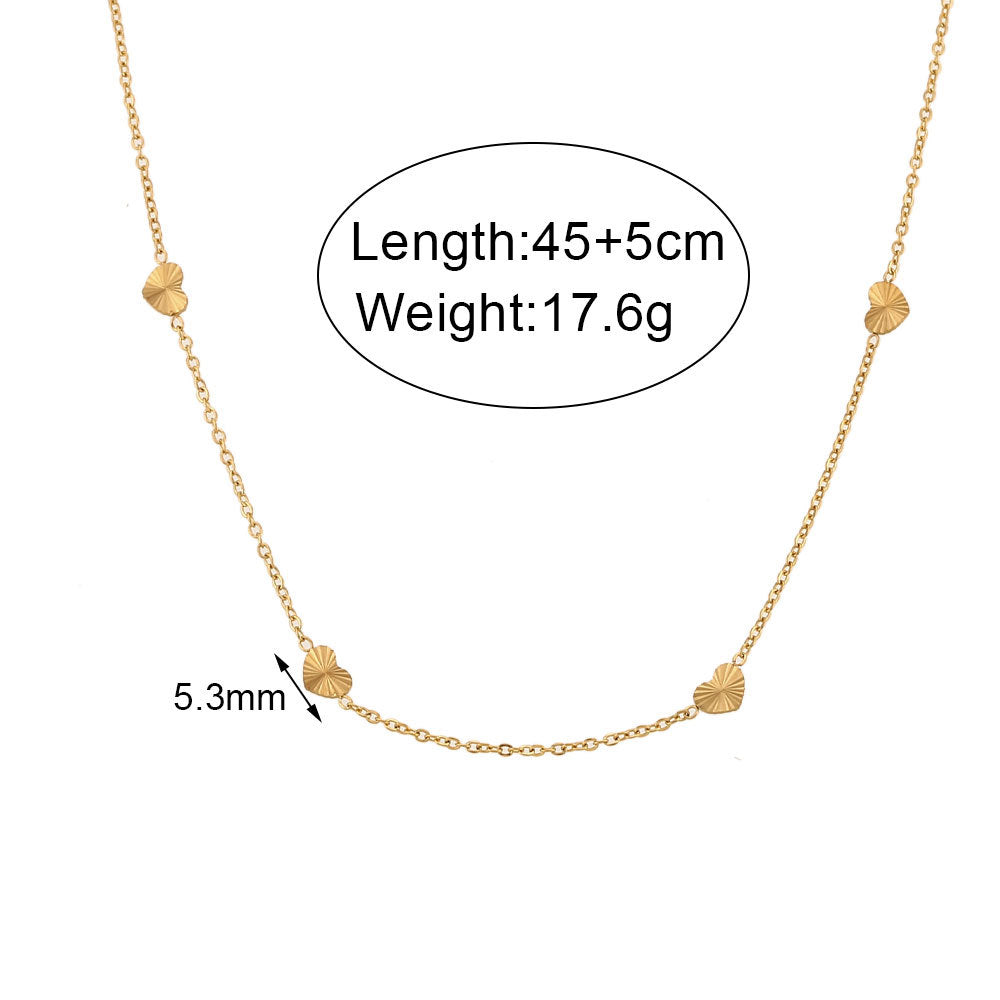 Collana Minimalista con Pendente a Cuore Lussuoso in Acciaio Inossidabile Placcato Oro da Donna