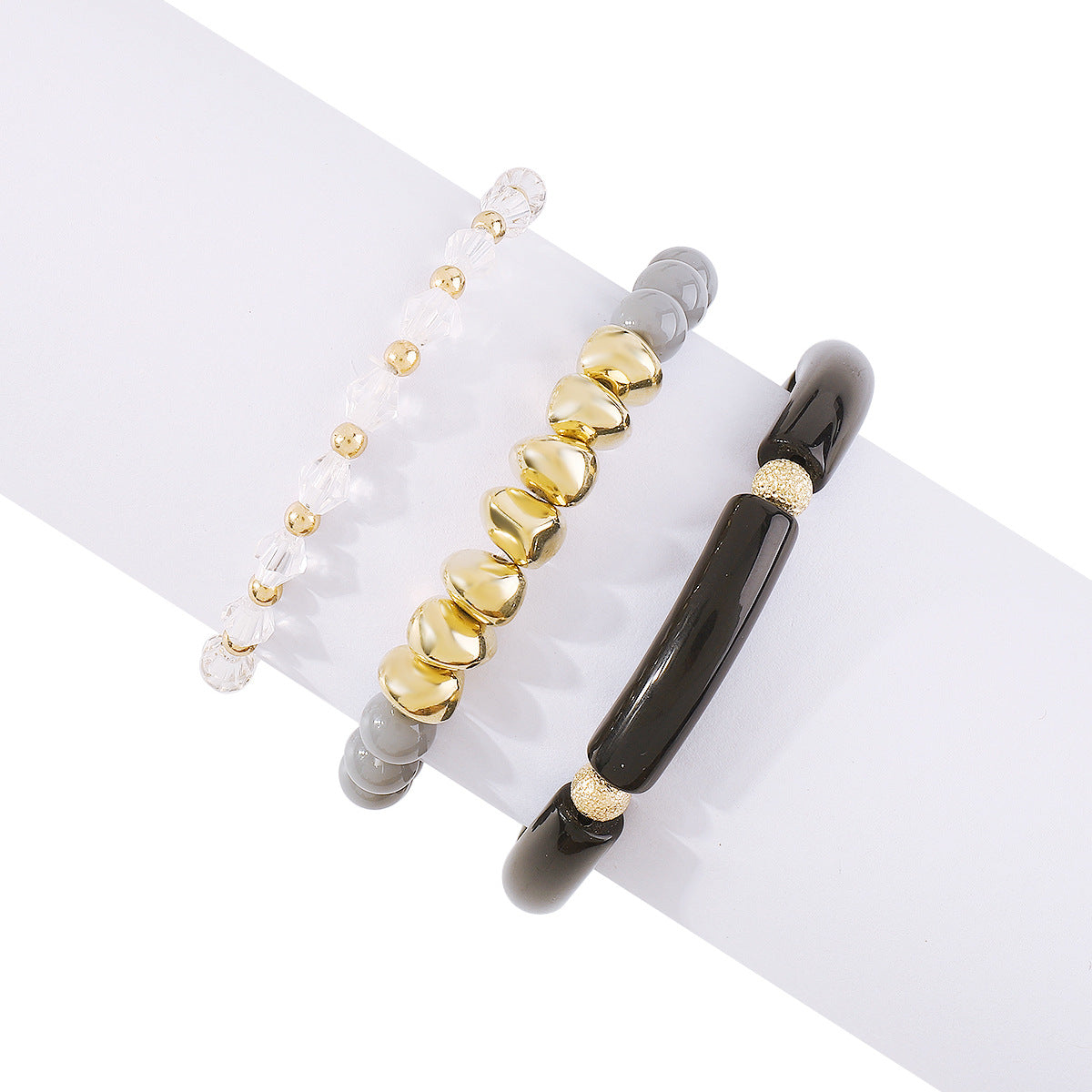 Juego de pulseras trenzadas estilo bohemio minimalista y dulce-dopamina con aleación y cuentas de diseño geométrico