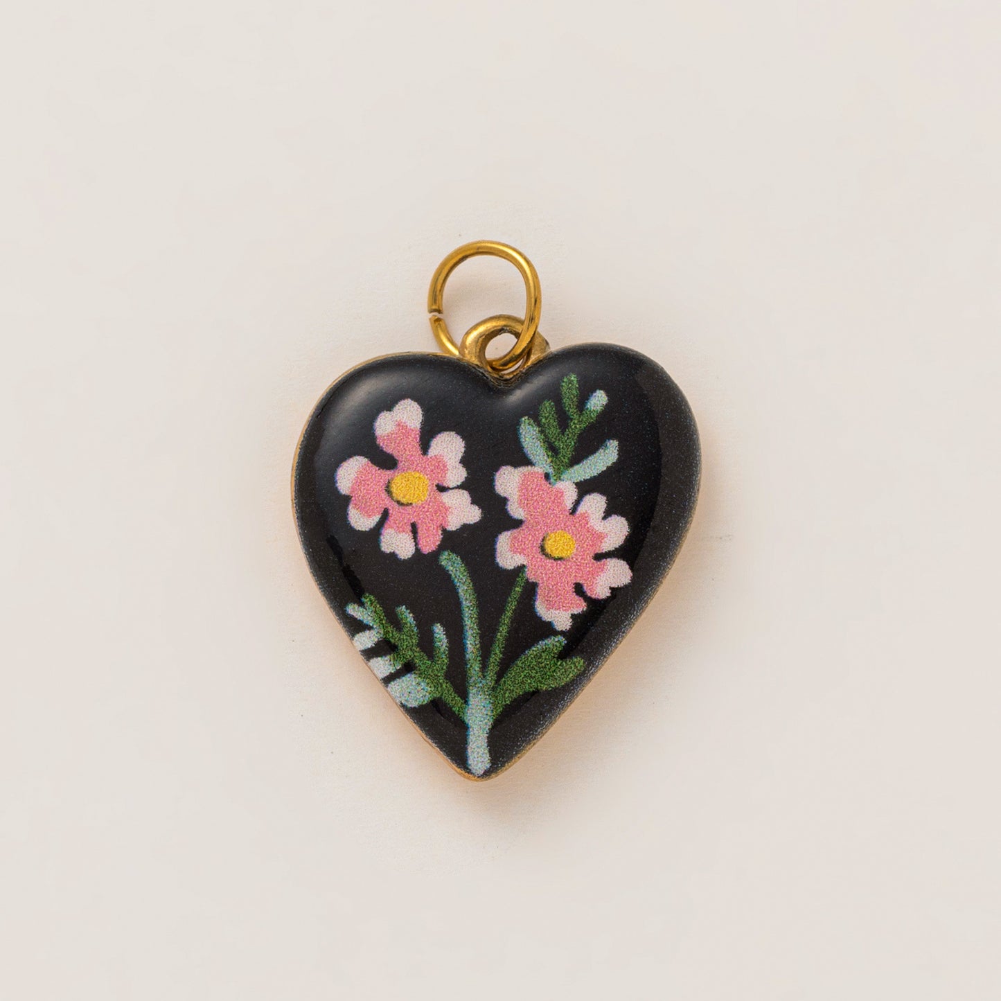 Vintage 18K Gold Plated Stainless Steel Floral Heart Drip Oil Charm Bar
