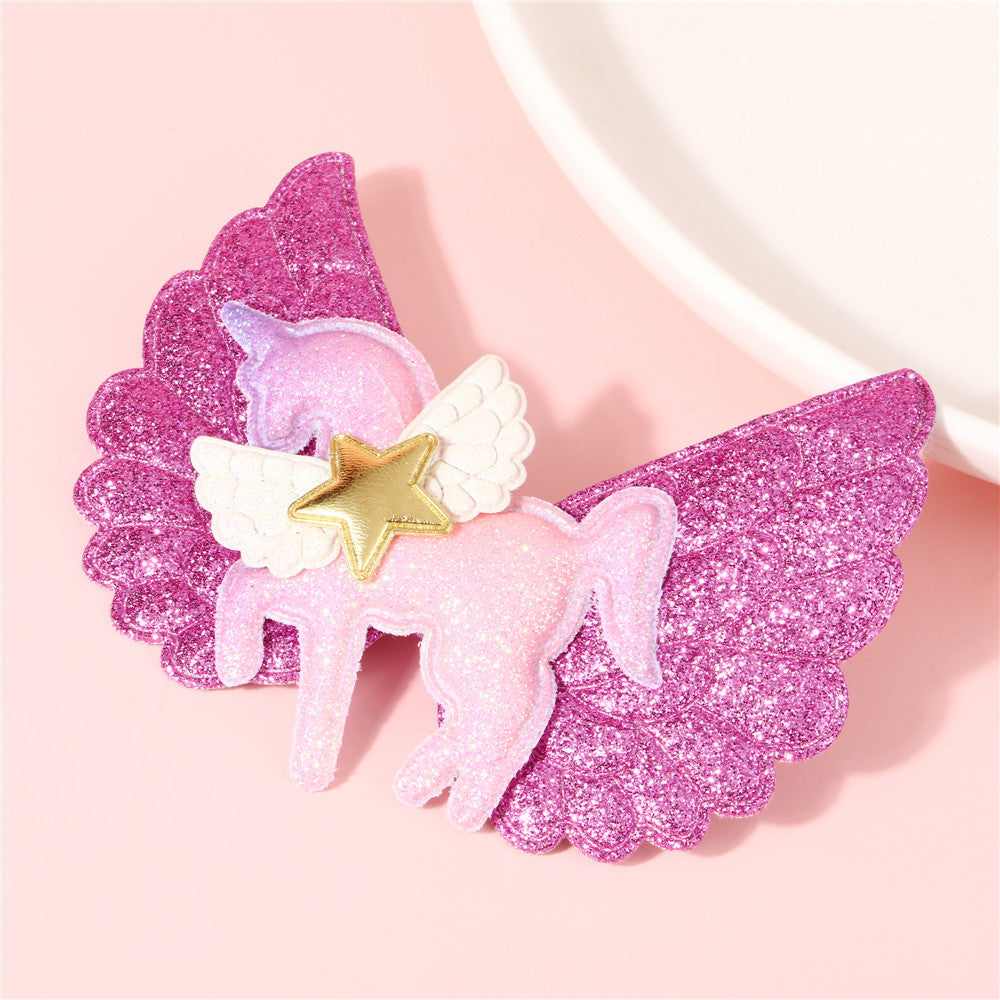 Fermaglio per Capelli a Forma di Unicorno dei Cartoni Animati per Bambini, in Tessuto Morbido, a Becco d'Anatra, Antiscivolo, con Bordo Arrotondato, nei Colori Pastello Macaron