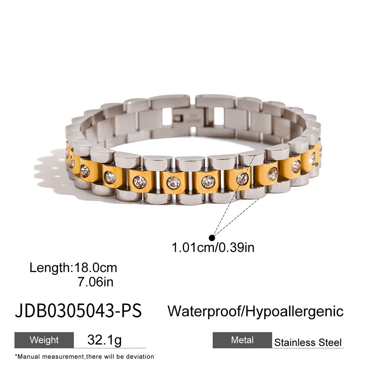 Bracciale di lusso geometrico in acciaio inossidabile da donna con placcatura in oro 18K