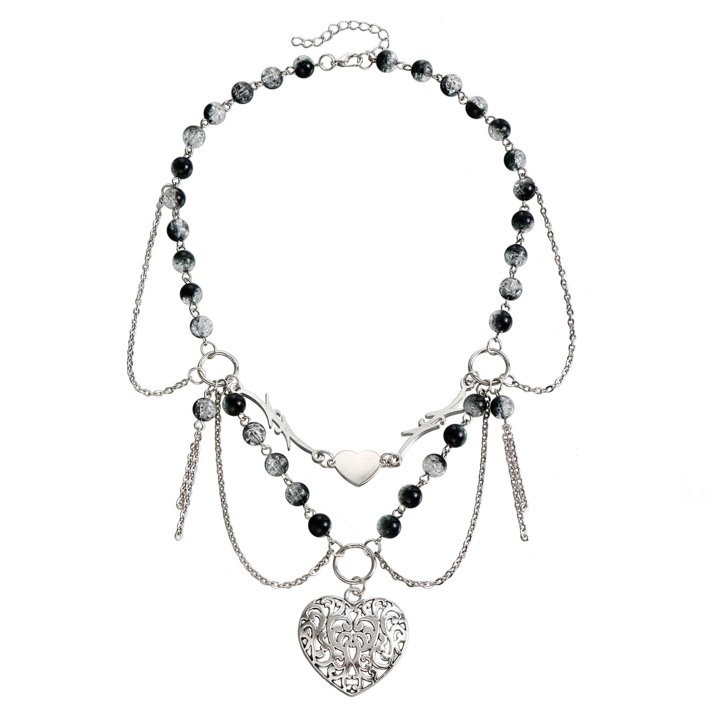 Minimalist Multi-Layer Black Crystal Spider Pendant Necklace for Women with Electroplated Metal Chain