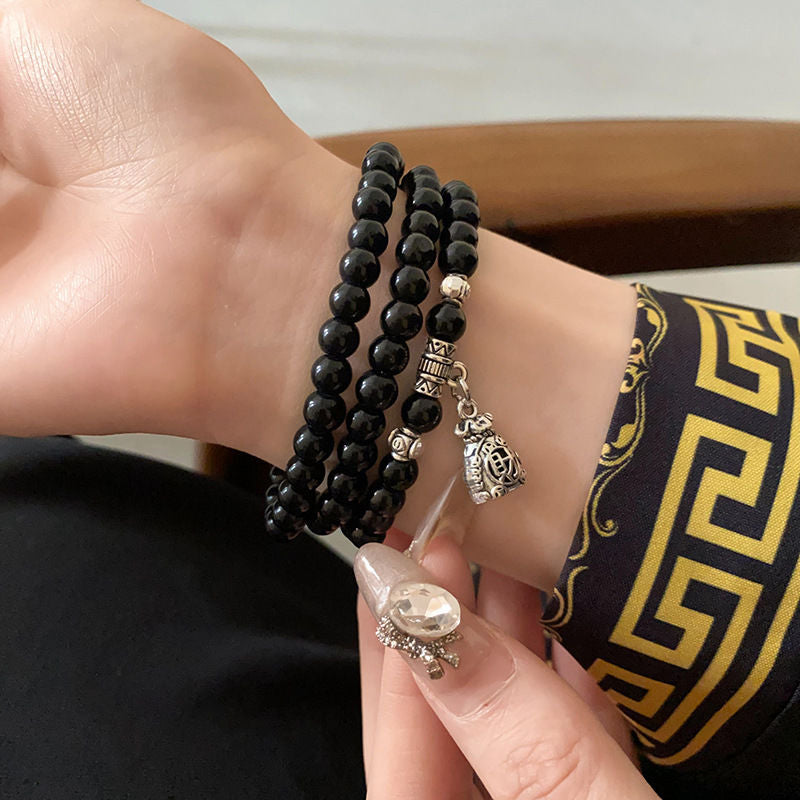 Vintage Ethnic Geometric Round Alloy Beaded Bracelet for Women