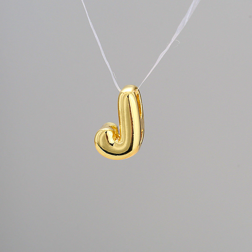 Gold Plated Brass Letter Pendant Stainless Steel Box Chain Necklace Charm Bar