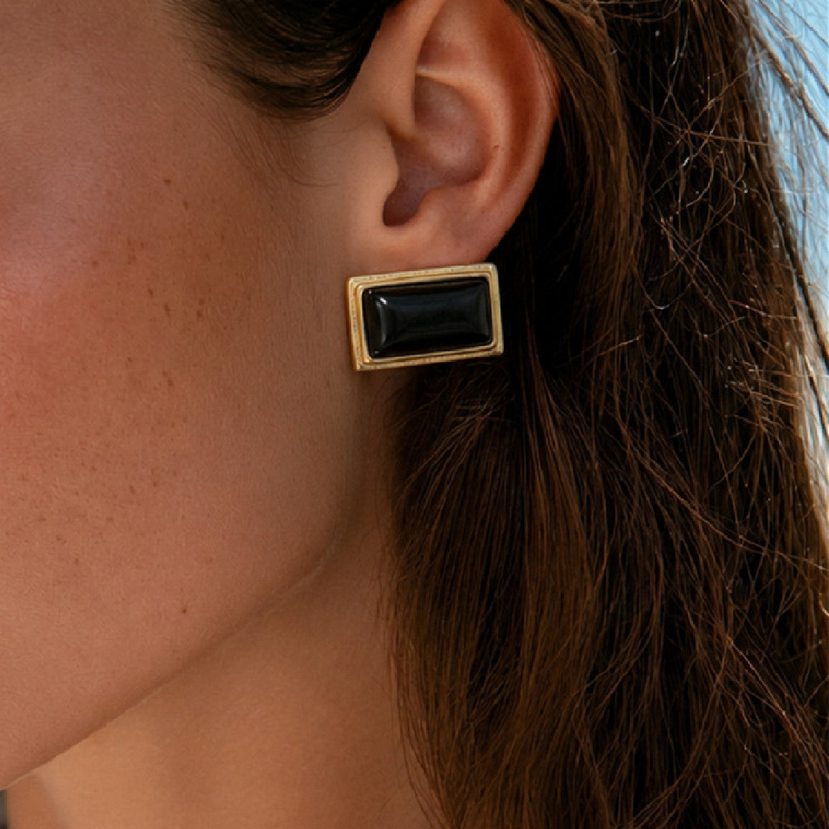 Vintage Square Geometric Acrylic Inlaid PVD Stainless Steel Earrings for Women