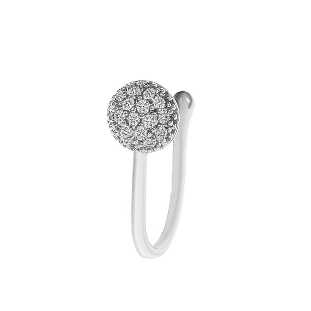 Clip per il naso a forma di U con stella e cuore placcata in rame vintage con zirconia cubica