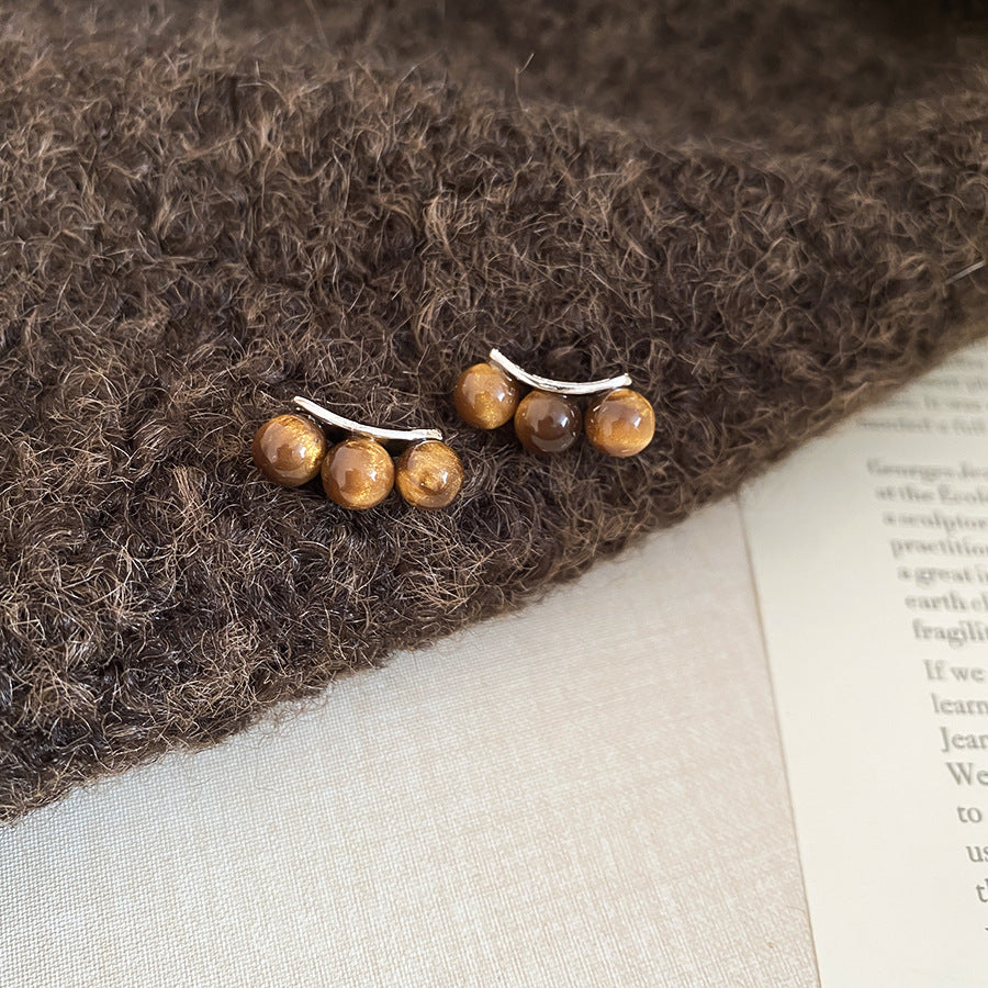 Pendientes de Resina Retro Florales con Postes de Acero Chapados en Oro para Mujer, Tono Marrón Tierra, Joyería Elegante y Versátil de Lujo para la Oreja