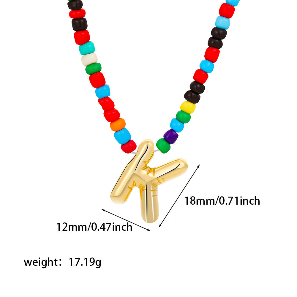 Collana con Lettere Unisex in Acciaio Inossidabile Placcato Oro 18K Casual