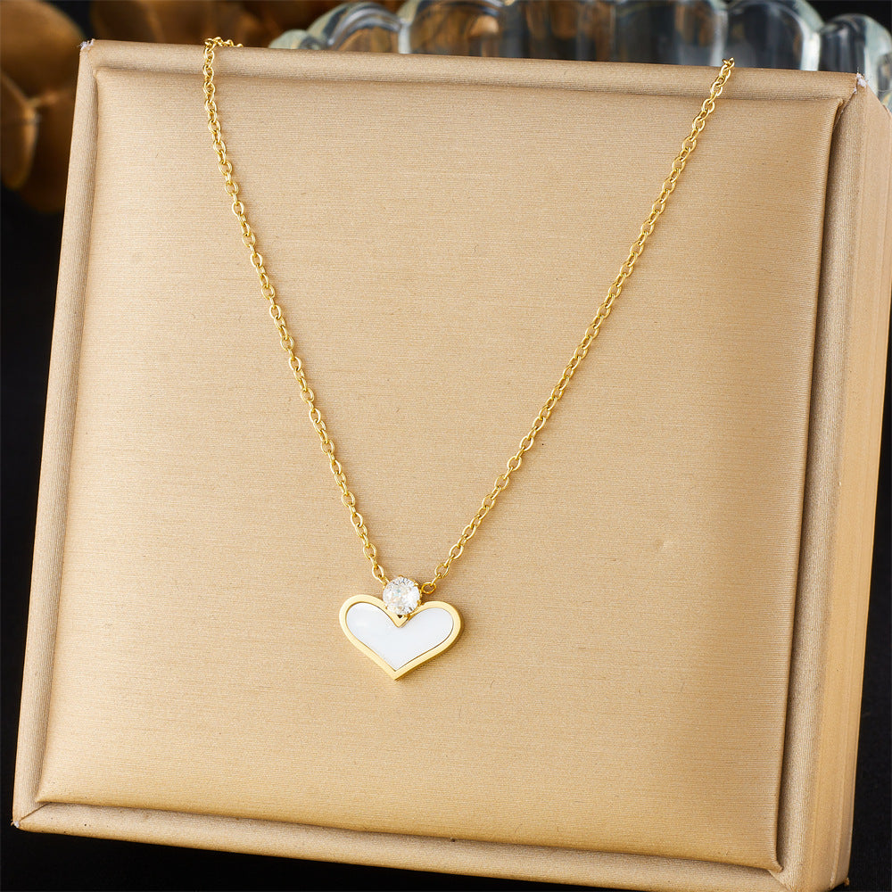 Minimalist Gold Plated Stainless Steel Layered Necklace with Heart Floral and Geometric Pendants