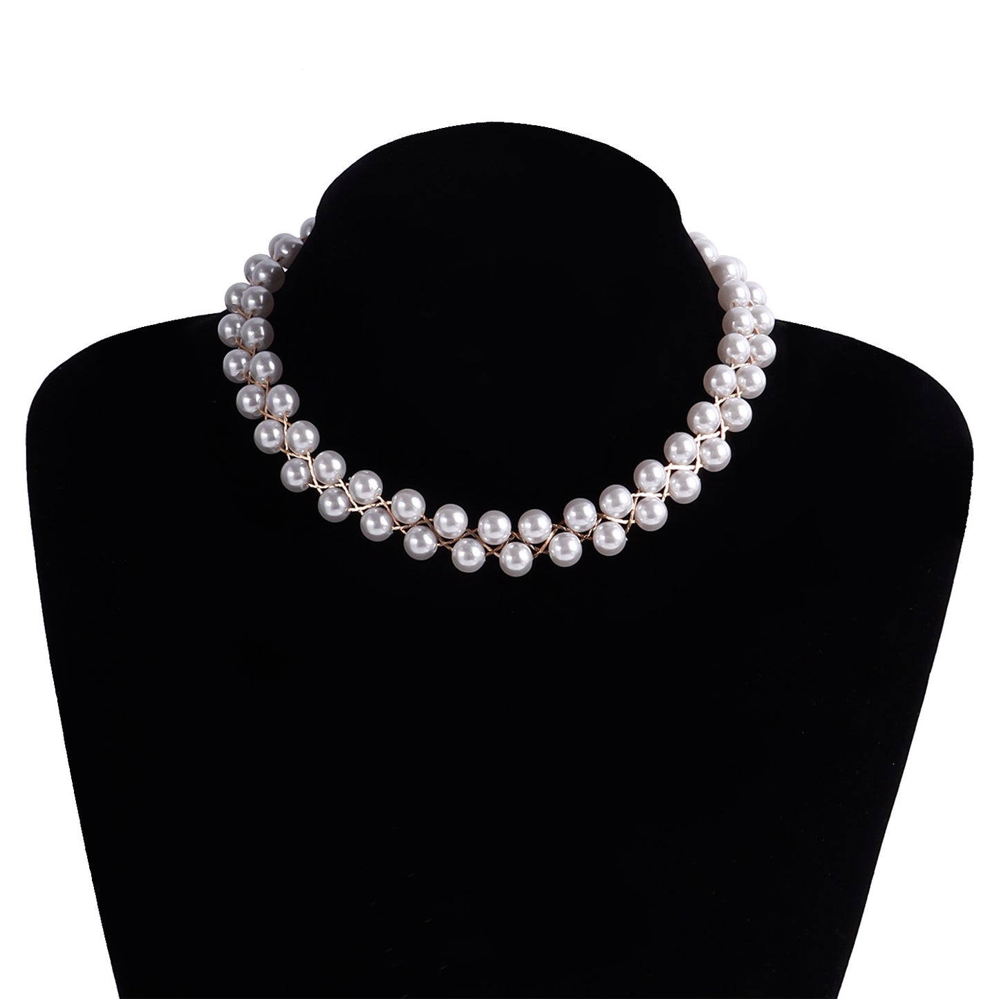 Collar Colgante Minimalista de Perlas Geométricas para Mujer con Acabado Chapado y Diseño de Cadena a la Clavícula