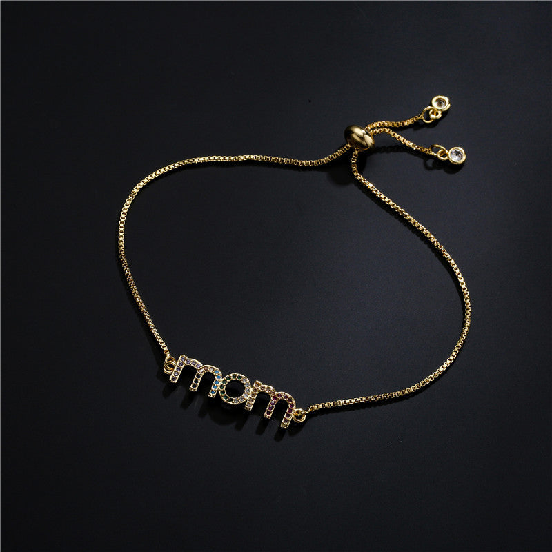 Geometric Brass Gold Plated Bracelet with Micro-set Cubic Zirconia for Women
