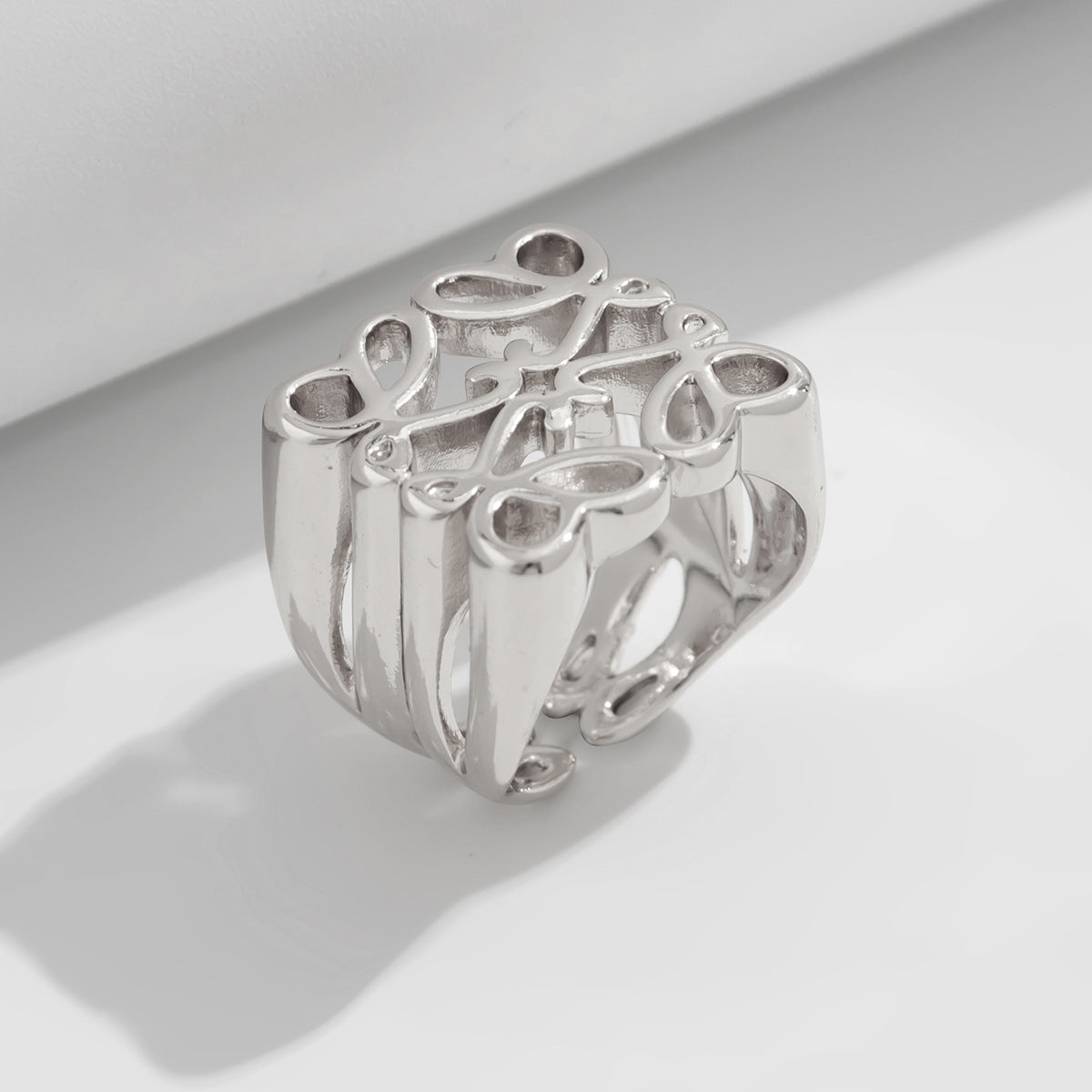 Stackable Geometric Zinc Alloy Plated Open Ring Set for Women