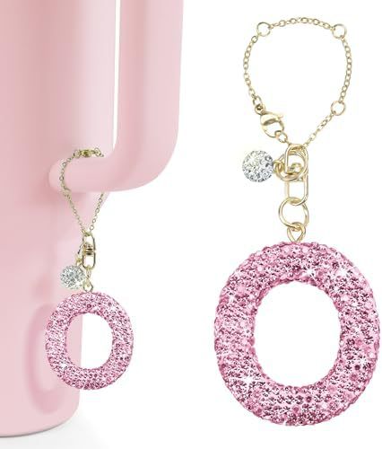 Rhinestone Inlaid Letter Resin Charm Bar Keychain Accessory