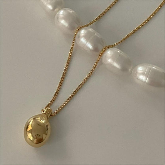 Collar con colgante de globo geométrico minimalista de plata de ley 925 con baño de oro