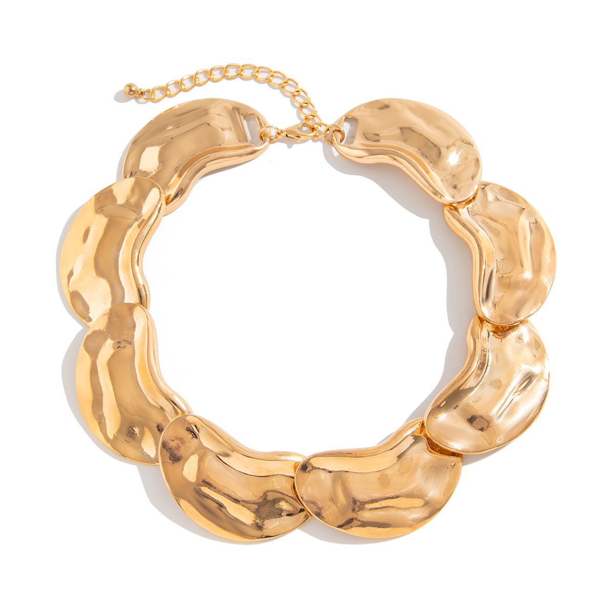 Collar con colgante geométrico de aleación chapada con forma de guisante irregular exagerada para mujer