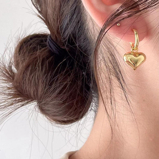 Orecchini Minimalisti a Goccia a Cuore in Argento Sterling 925 con Intarsio di Perle Placcati Oro Bianco e Oro 18K