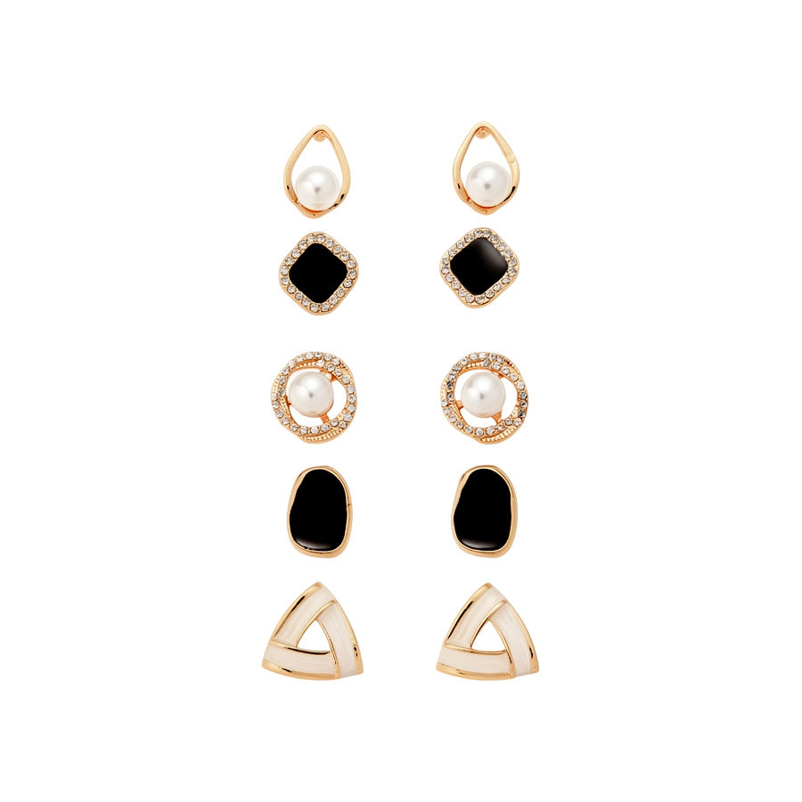 Pendientes de tuerca de perlas con forma de gota de agua, estilo retro francés, sumergidos en esmalte, para mujer, con postes de acero inoxidable