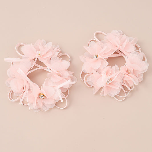 Grazioso elastico per capelli per bambini con fiocco in tessuto Cerchietto per capelli stile principessa per ragazze