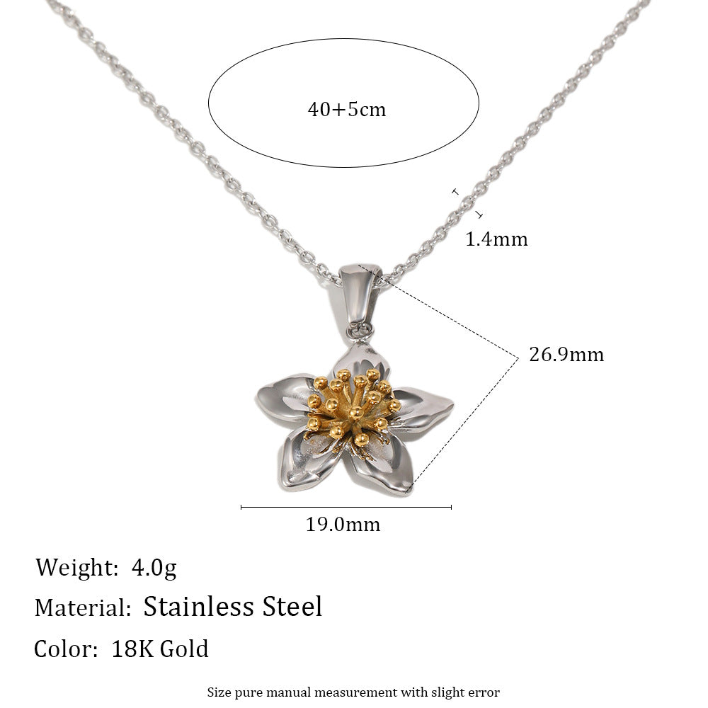Fashion Two-Tone Floral Design Gold Plated Stainless Steel Ring for Women