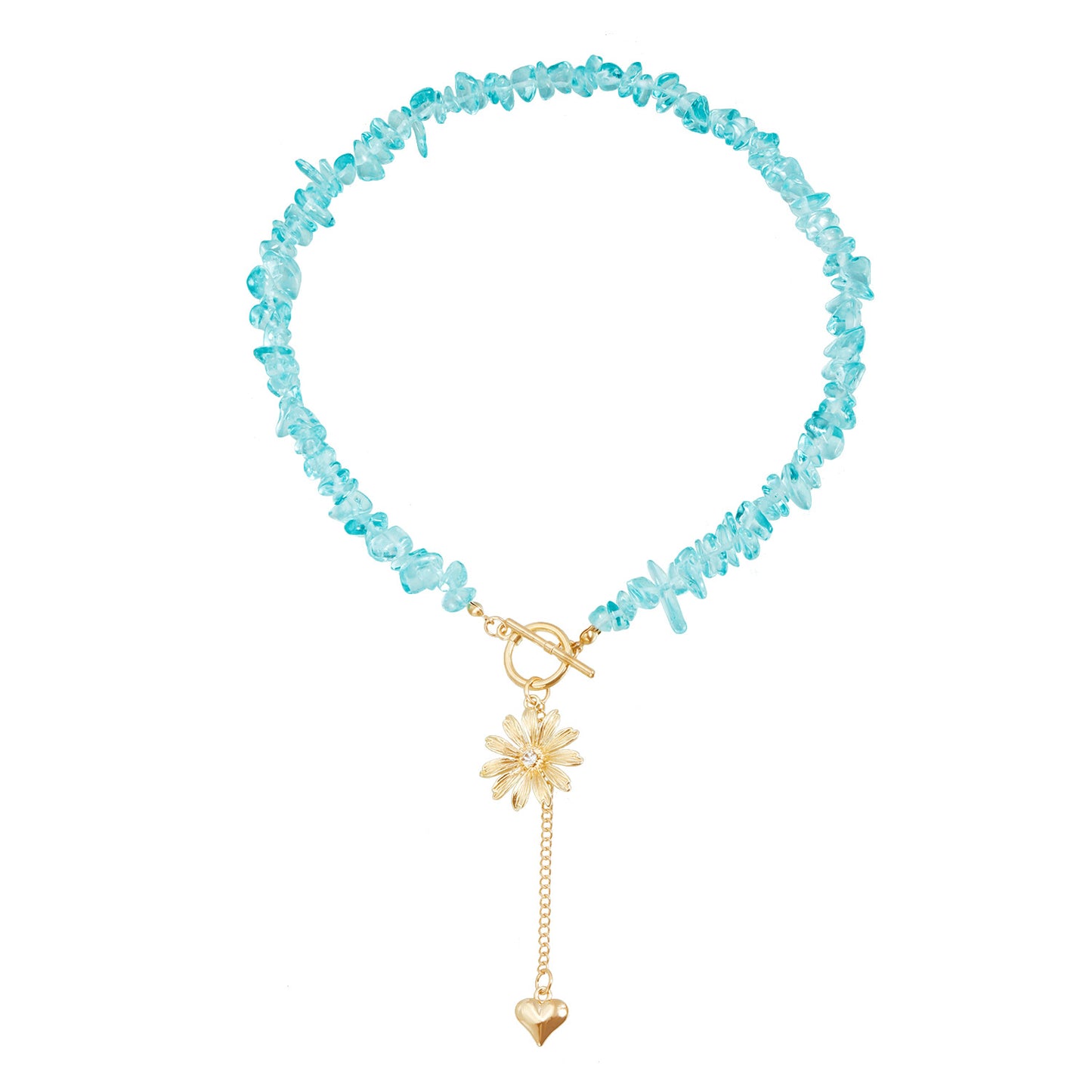 Minimalist Daisy Heart Pendant Necklace with Tassels in Alloy with Plating Finish for Women