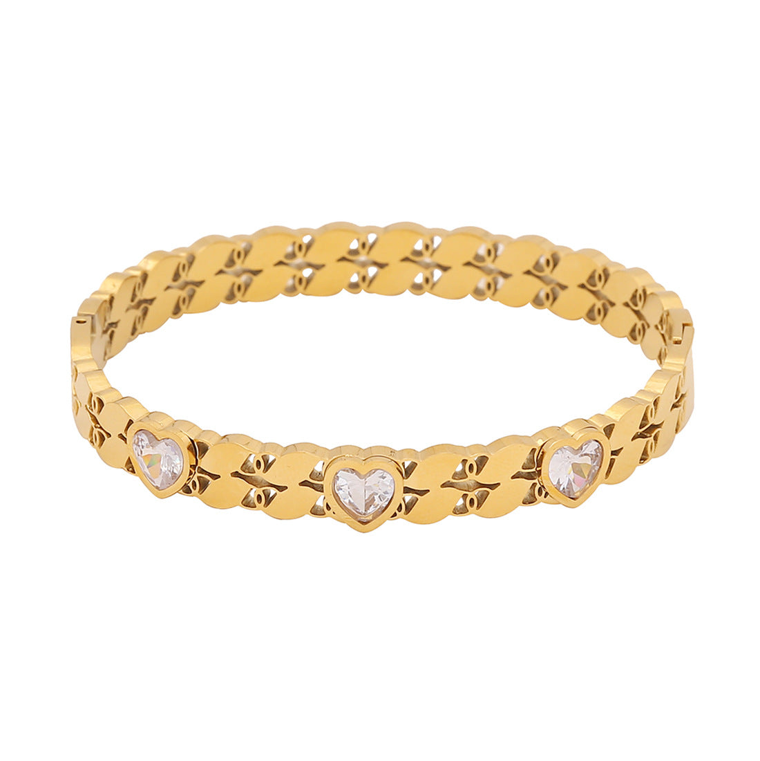 Bracciale Minimalista con Farfalla e Fiori in Acciaio Inox con Finitura Placcata