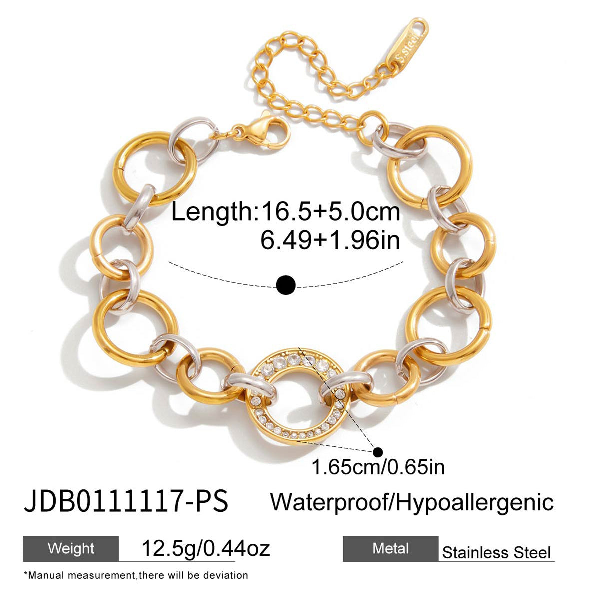 Pulsera chapada de acero inoxidable con diseño geométrico de moda para mujer, con atractivo de lujo minimalista