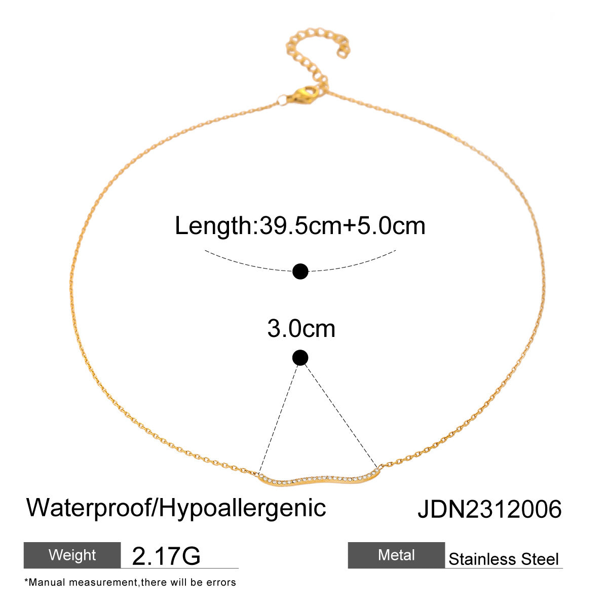 Collana da Donna Minimalista Geometrica a Trifoglio in Acciaio al Titanio Placcato Oro 18K PVD