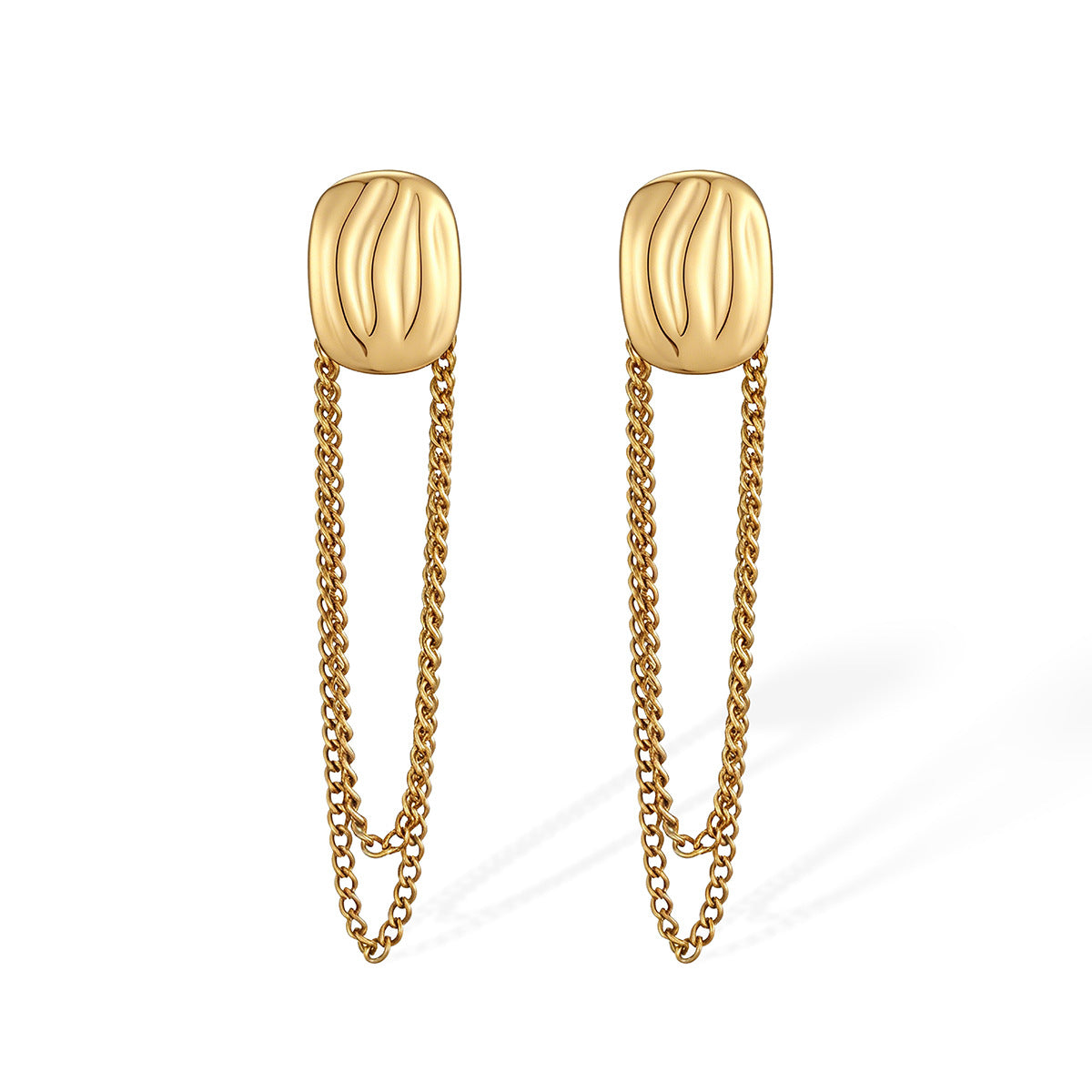 Minimalist 18K Gold Plated Geometric Stainless Steel Tassel Earrings for Women