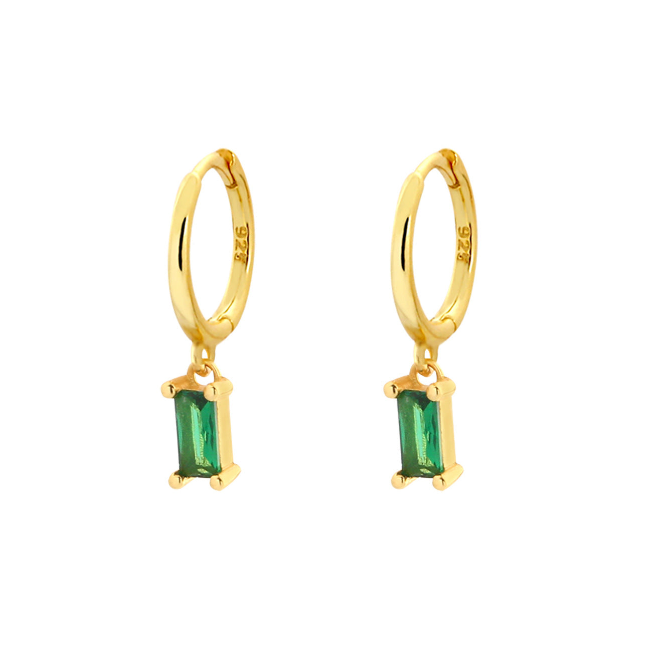 Pendientes de botón geométricos minimalistas de plata de ley 925 con esmeraldas y diamantes de imitación para mujer