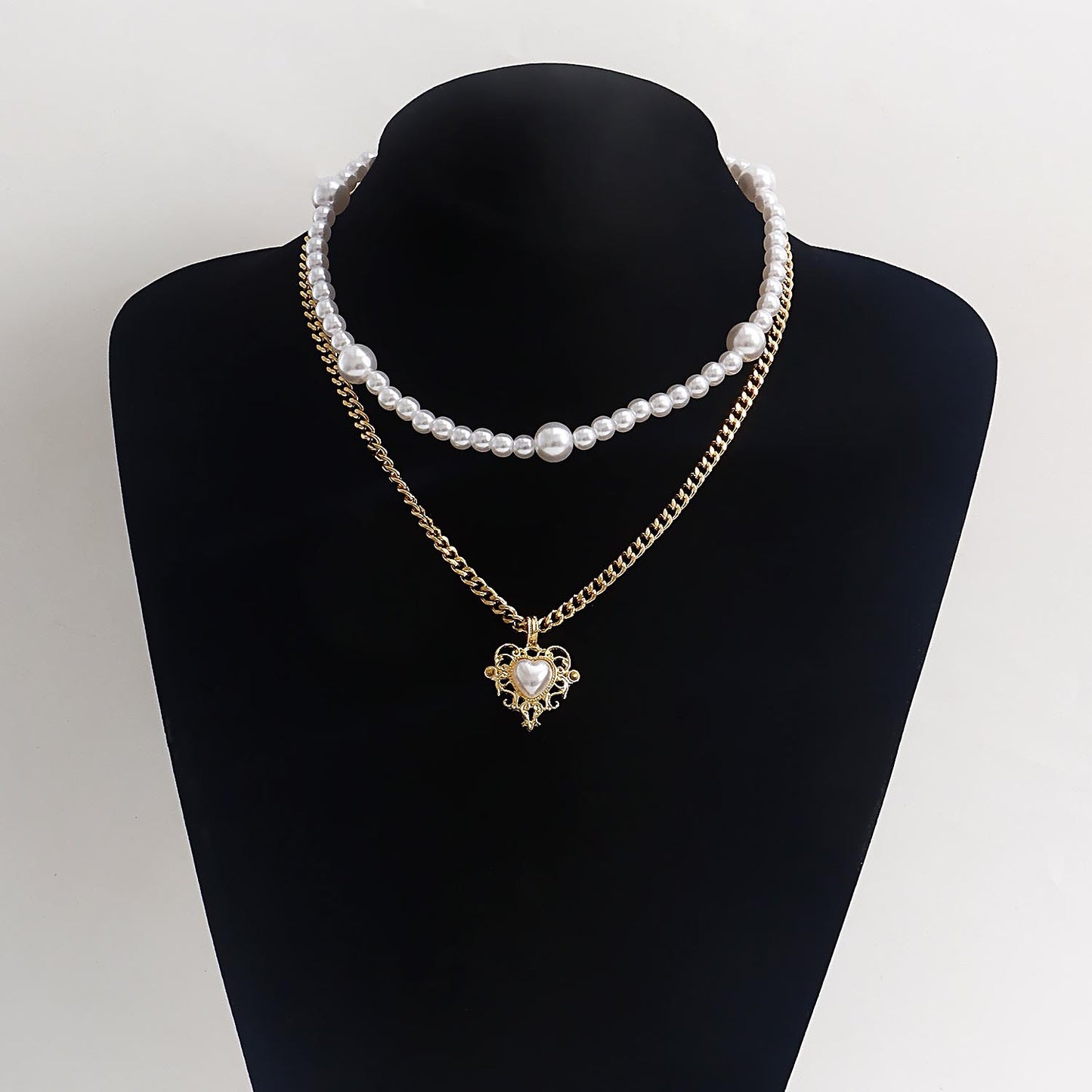 Minimalist Double-Layer Alloy Heart Pendant Necklace for Women with Plated Finish and Adjustable Length