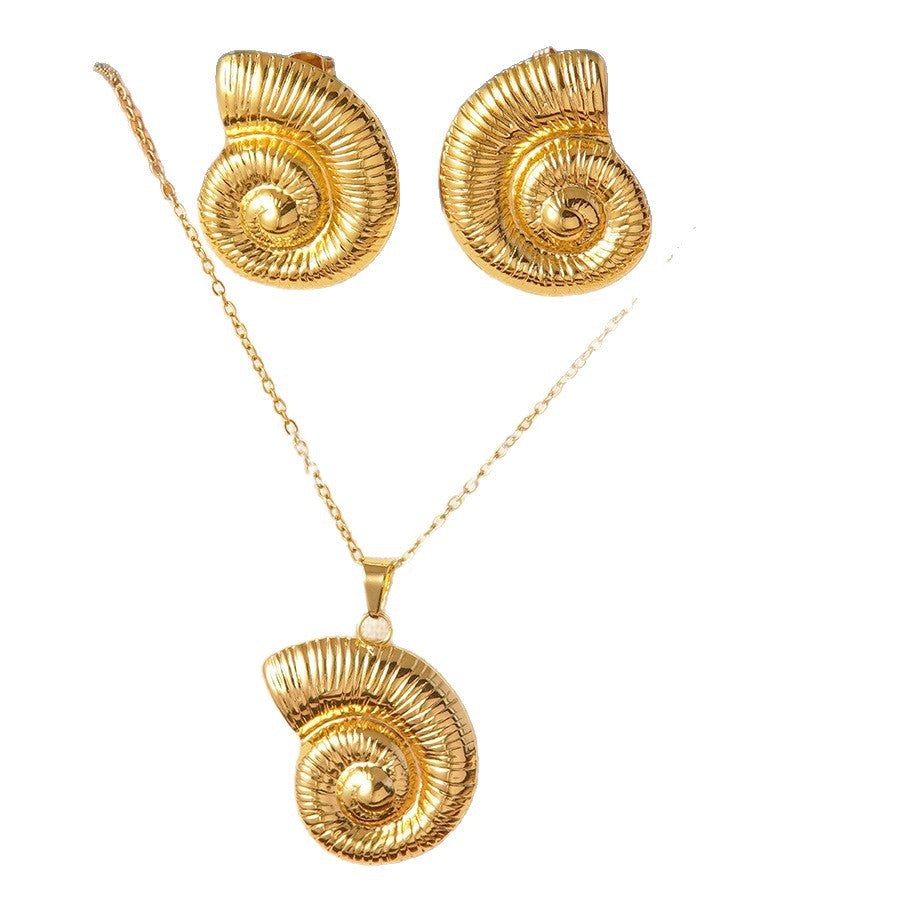 Set collana e orecchini a stella marina con fiocco conchiglia smaltato in acciaio inossidabile e titanio con catena a cavo per donna