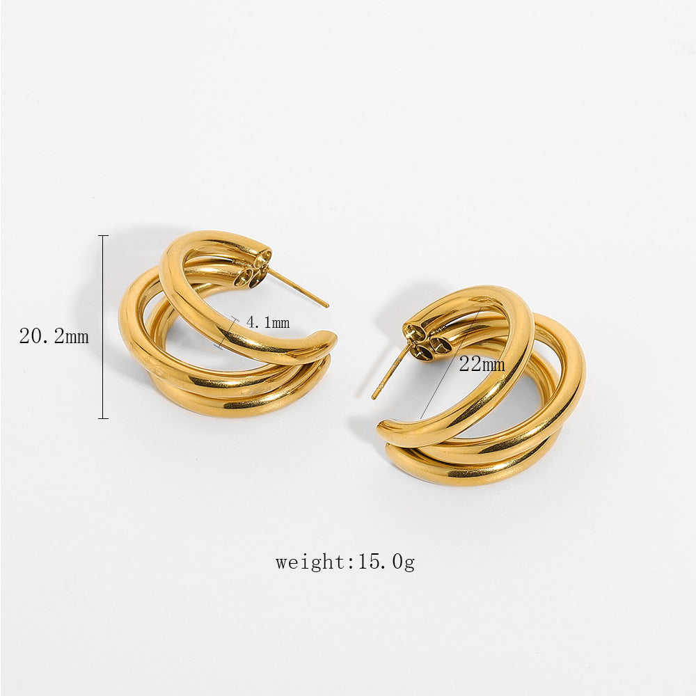 Pendientes de Aro de Acero Inoxidable Geométricos con Acabado Chapado para Mujer, Joyería de Moda Minimalista y Elegante