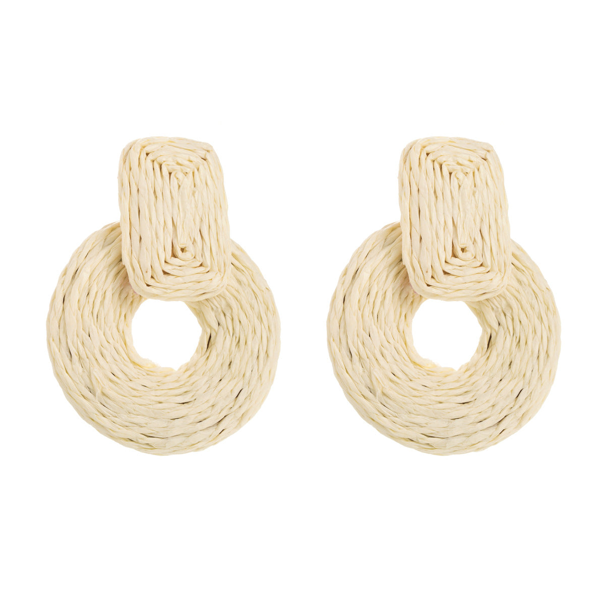 Pendientes colgantes geométricos de rafia tejidos a mano estilo bohemio para mujer, joyería dulce y fresca de verano para vacaciones