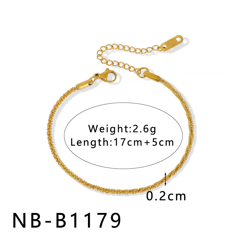INS Style Geometric and Letter-Shaped Titanium Steel Stainless Steel Bracelet with 18K Gold Plating for Couples