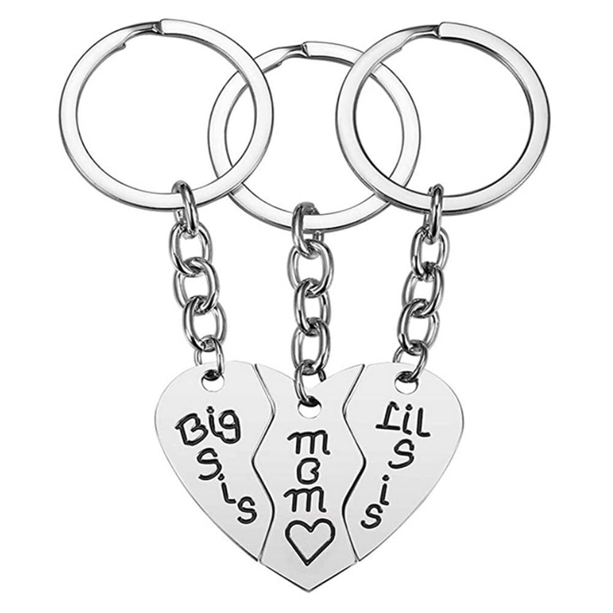 Minimalist Stainless Steel Plated Letter Puzzle Keychain for Mom Big Sis Lil Sis Daughter Birthday Gift