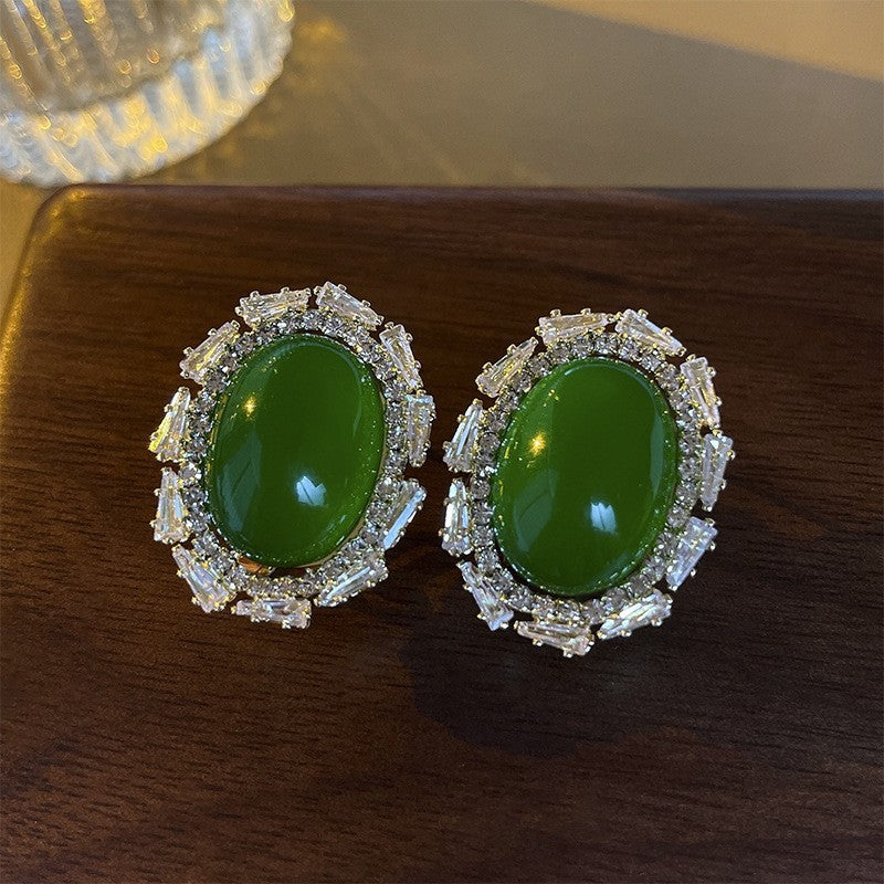 Orecchini Vintage in Resina con Forma a Diamante Geometrico, Corpo in Lega e Finitura Placcata Oro, Perni in Acciaio Inossidabile, Gioielli per Orecchie da Donna Minimalisti di Lusso