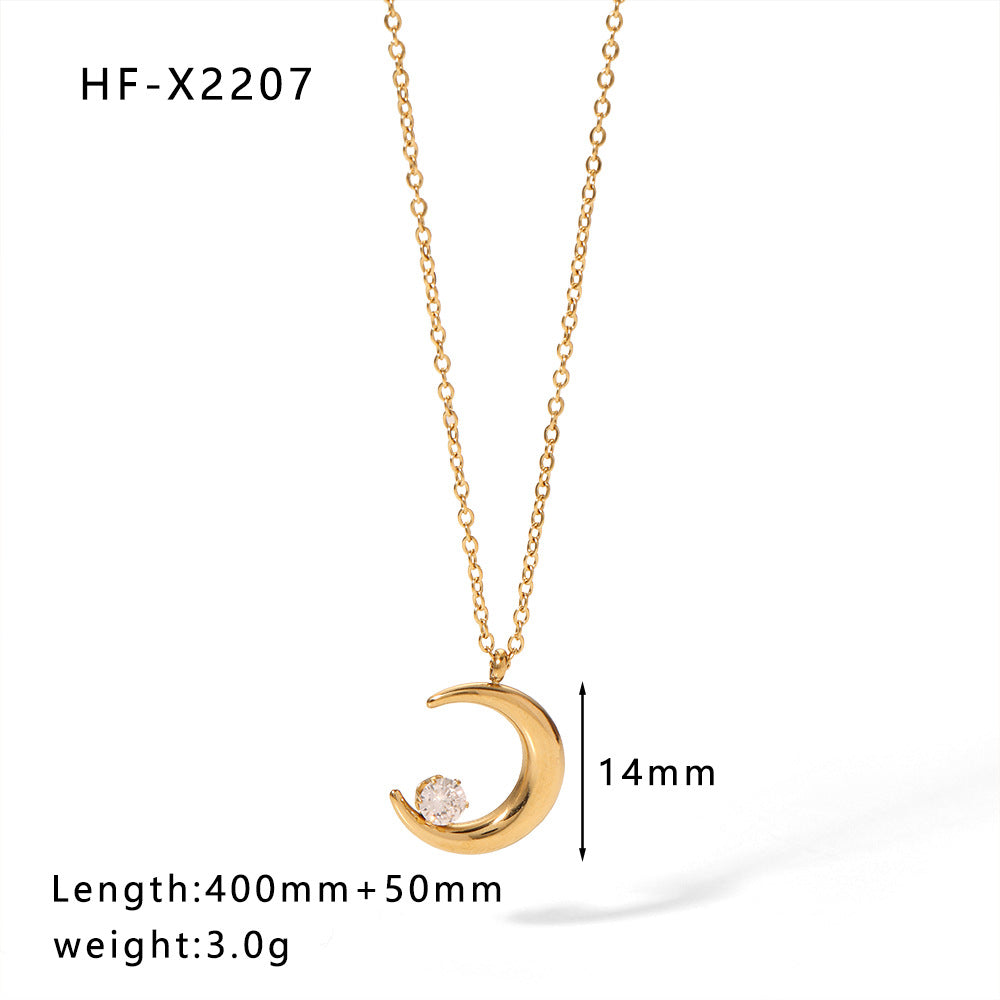 Minimalist Cat Eye Stone Zircon Pearl Smiley Face Necklace for Women in Titanium Steel with Plating Finish