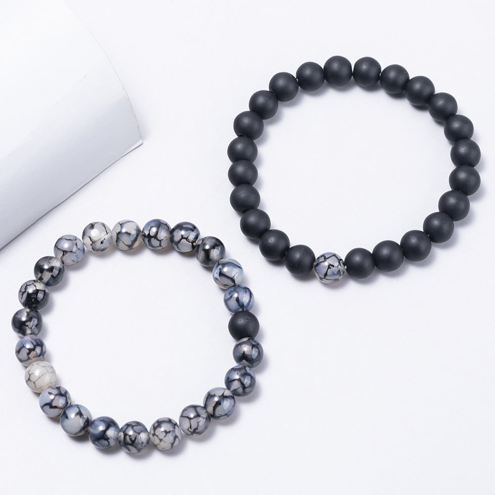 Minimalist Heart Agate Plated Bracelet Set for Unisex