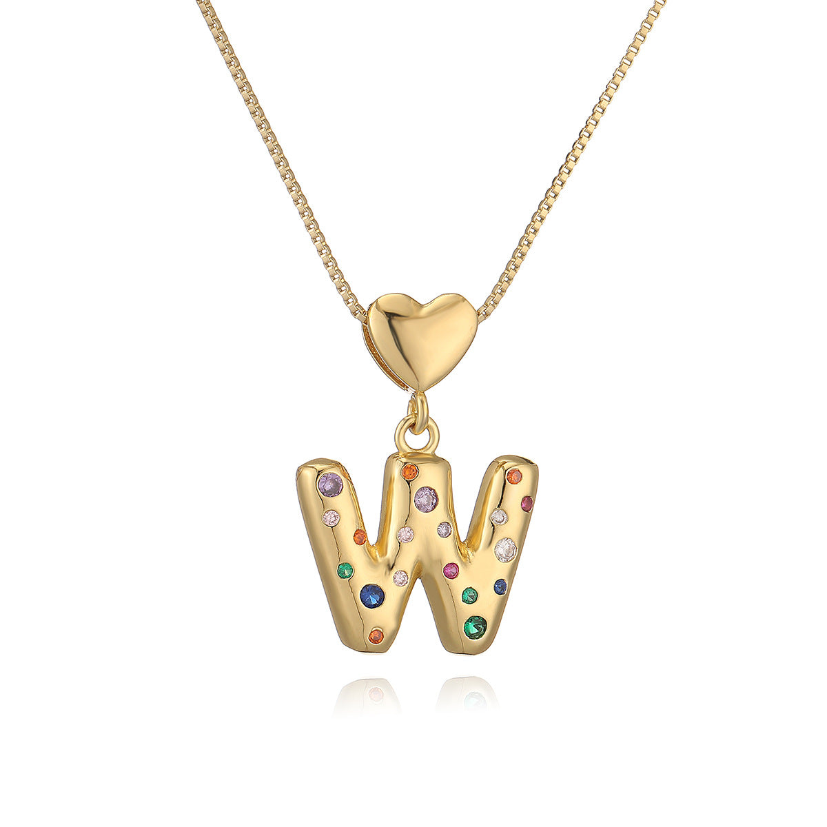 Collana Pendente Minimalista a Lettera in Rame Placcato Oro 18K con Intarsio di Zirconi per Donna