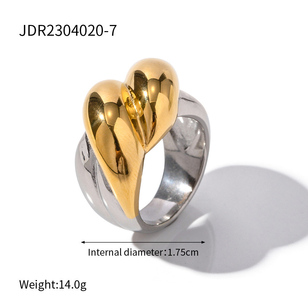 Geometric Floral Plated Stainless Steel Ring for Women