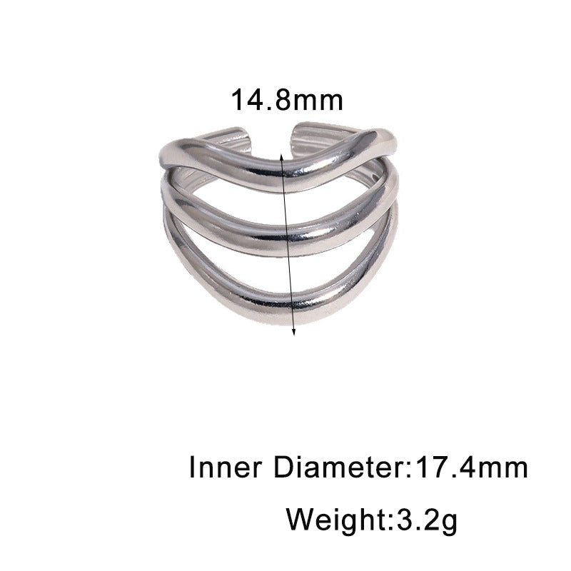 Minimalist Geometric Gold Plated Stainless Steel Ring for Women