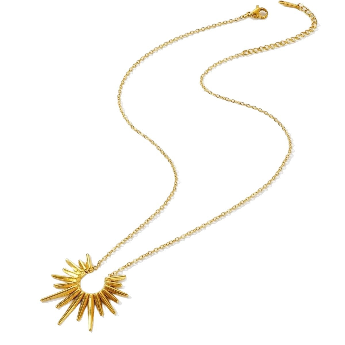 Sunflower Geometric Titanium Steel Plated Pendant Necklace for Women
