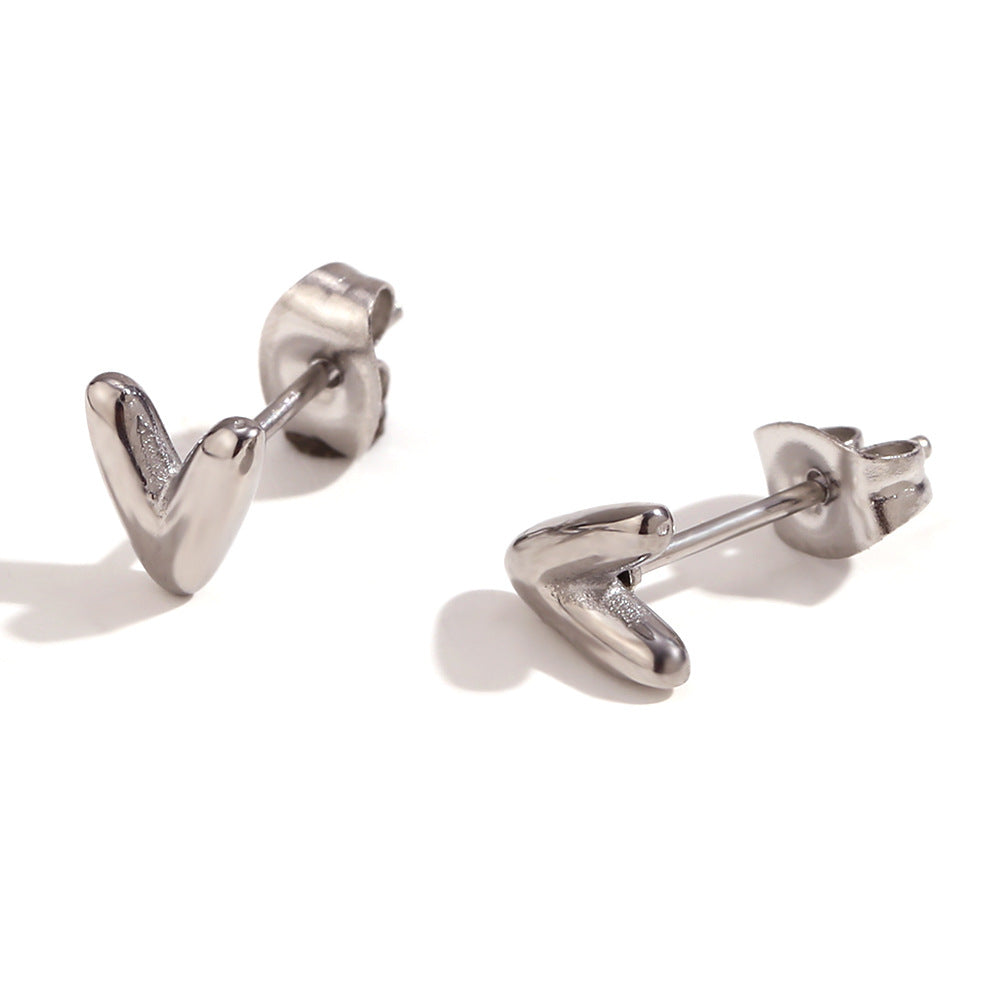 Orecchini a perno da donna con lettera geometrica moderna minimalista in acciaio al titanio placcato oro 18K