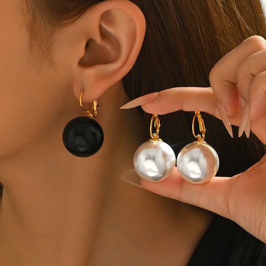Pendientes Geométricos Minimalistas con Incrustaciones de Perlas para Mujer, de Aleación de Zinc, Hipoalergénicos, Joyería Elegante para el Día a Día