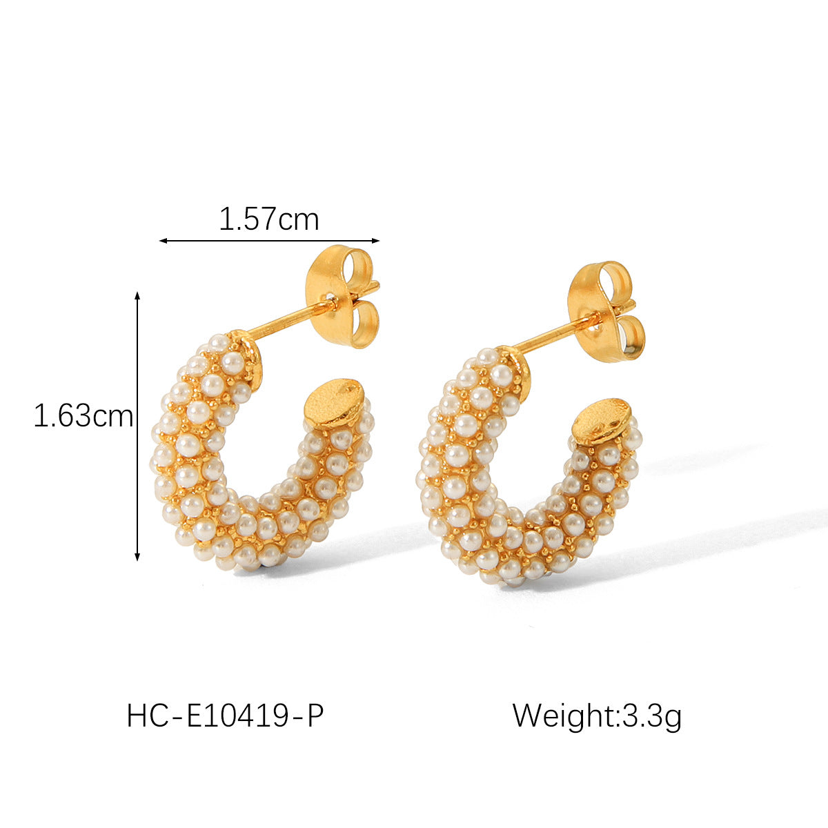 Ins Style 18K Gold Plated Stainless Steel Geometric Round Hoop Earrings with Cubic Zirconia for Women
